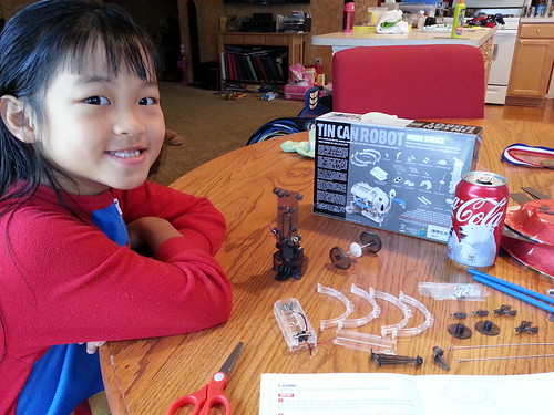 Nadia building her Tin Can Robot