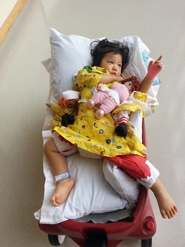 Dani going for a ride around the hospital.