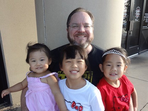 Mike and the girls on Father's Day.