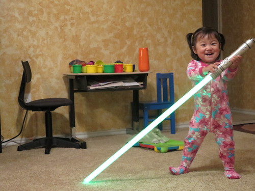 Dani with Lightsaber